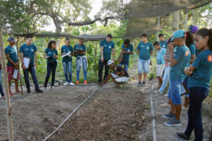 Agricultor mostra sistema de irrigação a alunos