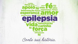 Purple Day - coração de palavras com destaque para Epilepsia